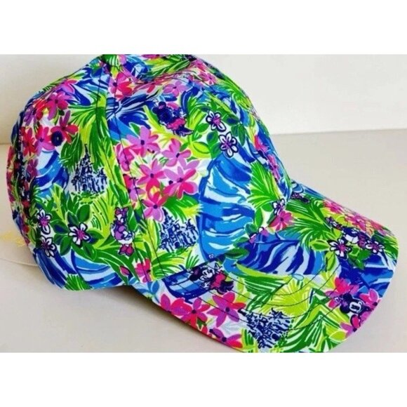 Disney Parks Lilly Pulitzer Dreamin Hat Baseball Cap Pink Minnie Daisy Castle - Picture 3 of 5